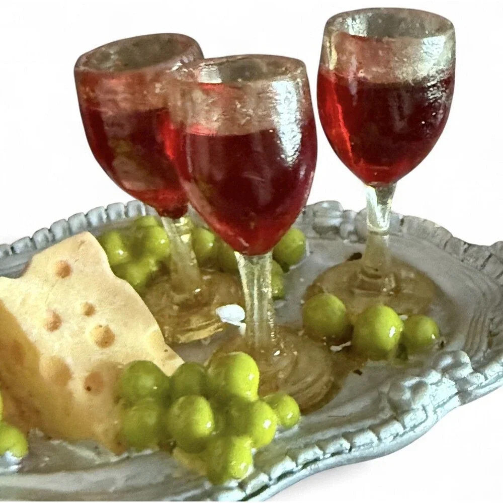 Vintage 2005 Wine And Cheese Plate Christmas Ornament Collectible